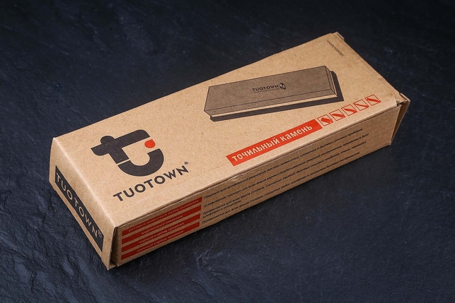 Комбинированный водный керамический точильный камень для заточки ножей Tuotown 180x60x30 мм, зернистость 2000 / 5000 Grit, керамическая связка, Китай