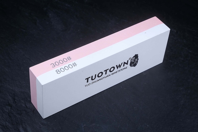 Комбинированный водный керамический точильный камень для заточки ножей Tuotown 180x60x30 мм, зернистость 3000 / 8000 Grit, керамическая связка, Китай