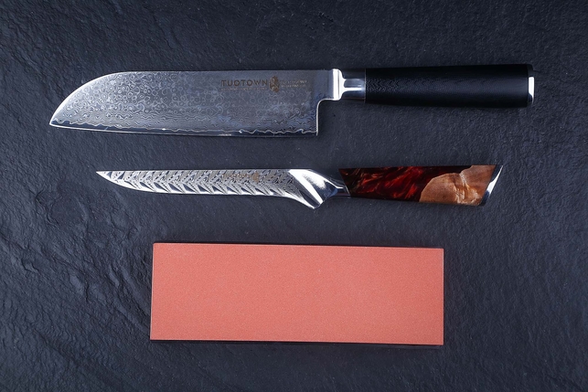 Комбинированный водный керамический точильный камень для заточки ножей Tuotown 180x60x30 мм, зернистость 240 / 800 Grit, керамическая связка, Китай