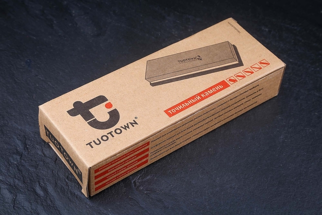 Комбинированный водный керамический точильный камень для заточки ножей Tuotown 180x60x30 мм, зернистость 240 / 800 Grit, керамическая связка, Китай