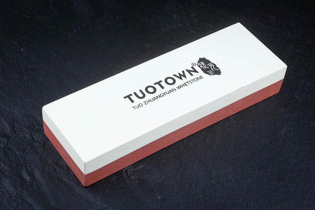 Комбинированный водный керамический точильный камень для заточки ножей Tuotown 180x60x30 мм, зернистость 600 / 1500 Grit, керамическая связка, Китай