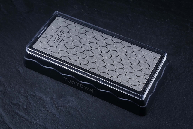 Комбинированный алмазный точильный брусок (камень) на подставке для заточки Tuotown 152x61x5 мм, зернистость 400 / 1000 Grit, Китай