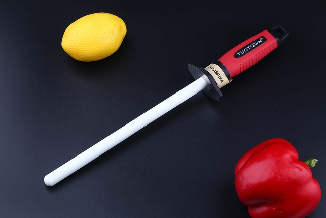 Керамический мусат для правки ножей Tuotown 23 см, круглый, зернистость 1000 Grit, средний (medium), Китай