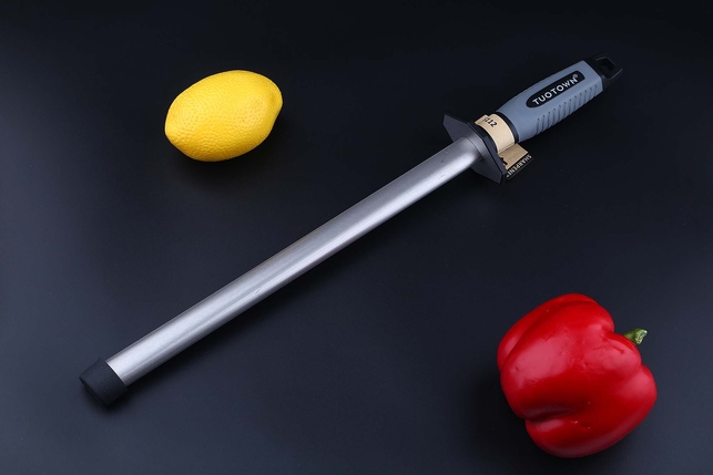 Стальной мусат с алмазным напылением для правки ножей Tuotown 30 см, овальный, зернистость 1000 Grit, средний (medium), Китай