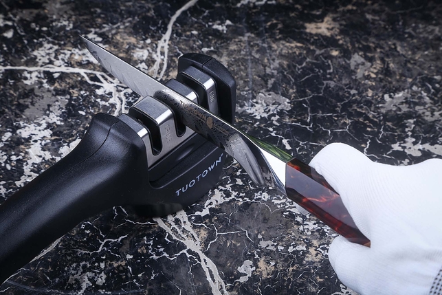 Ручная (механическая) точилка для для ножей Tuotown, карбид / алмаз / керамика, ABS-пластик, Китай