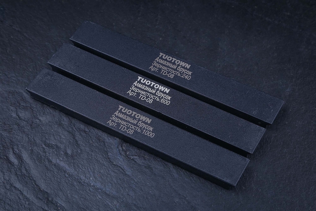 Набор из 3-х алмазных брусков Tuotown на пластиковом бланке для заточки ножей на устройствах Профиль K03, Kadet, Blitz, Hapstone и подобных, Китай