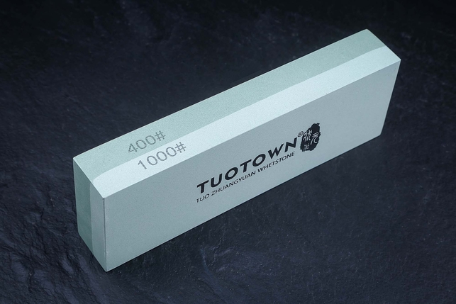 Комбинированный водный керамический точильный камень для заточки ножей Tuotown 180x60x30 мм, зернистость 400 / 1000 Grit, керамическая связка, Китай